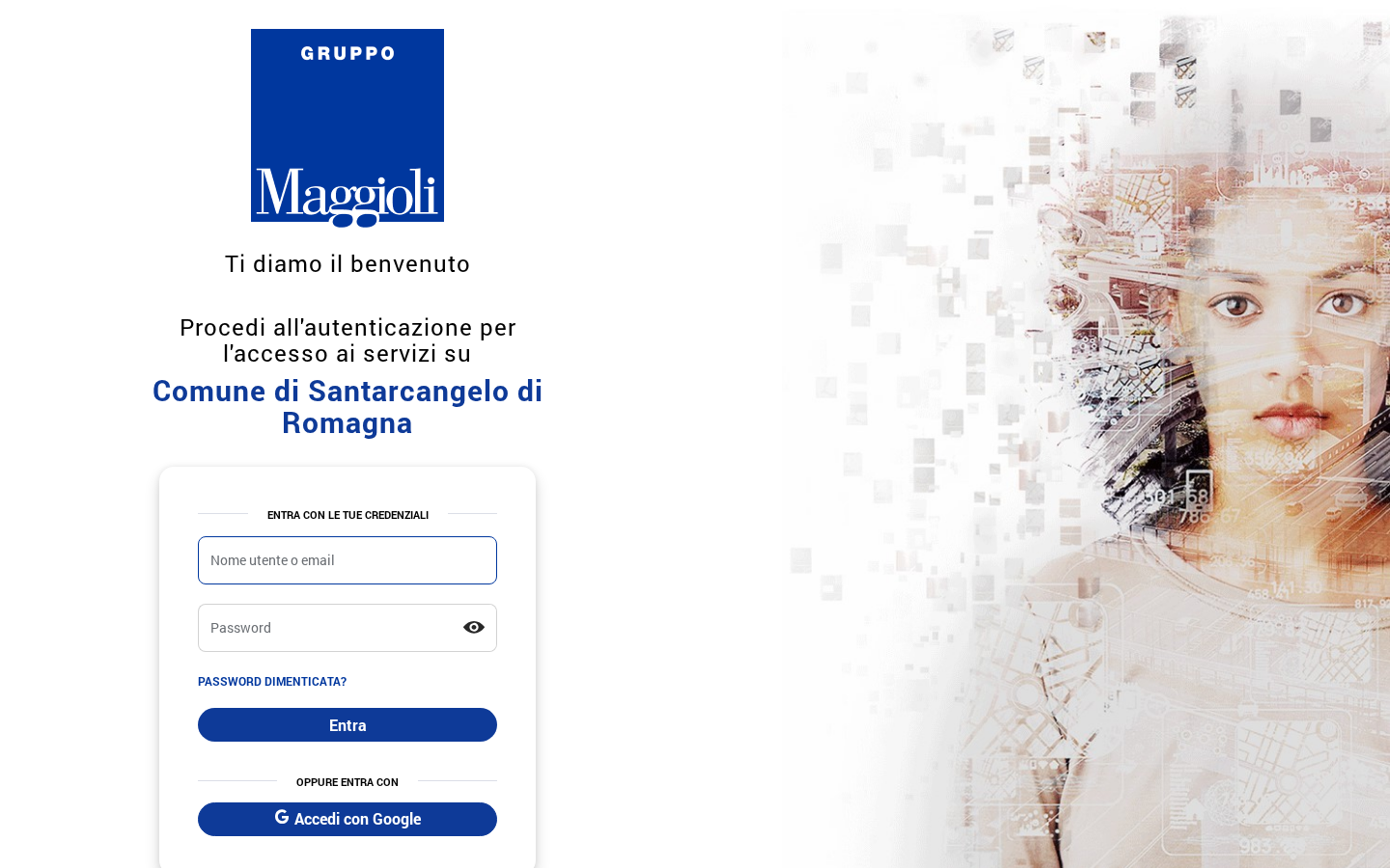 Pagina di login IAM Maggioli, con opzione email/password e Accedi con Google